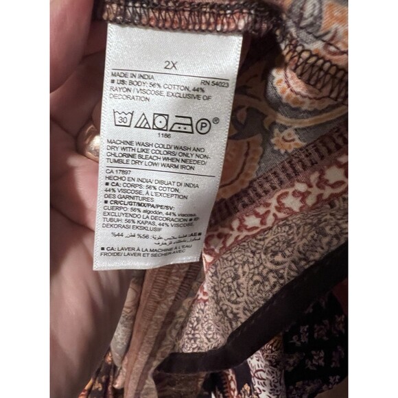 Old Navy Dress Womens 2X Brown Long Sleeve Maxi Floral Tiered Cottagecore New - Picture 12 of 12